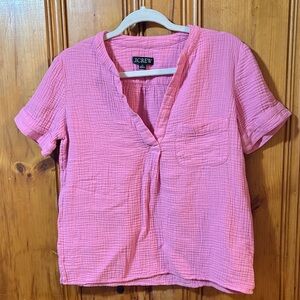 J.Crew Women's V-neck Double-gauze Popover Blouse in Pink - Size XS